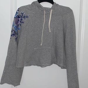 Floral grey cropped hoodie!